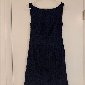 Aidan Mattox Navy Blue Lace Sleeveless Cocktail Dress Size 8